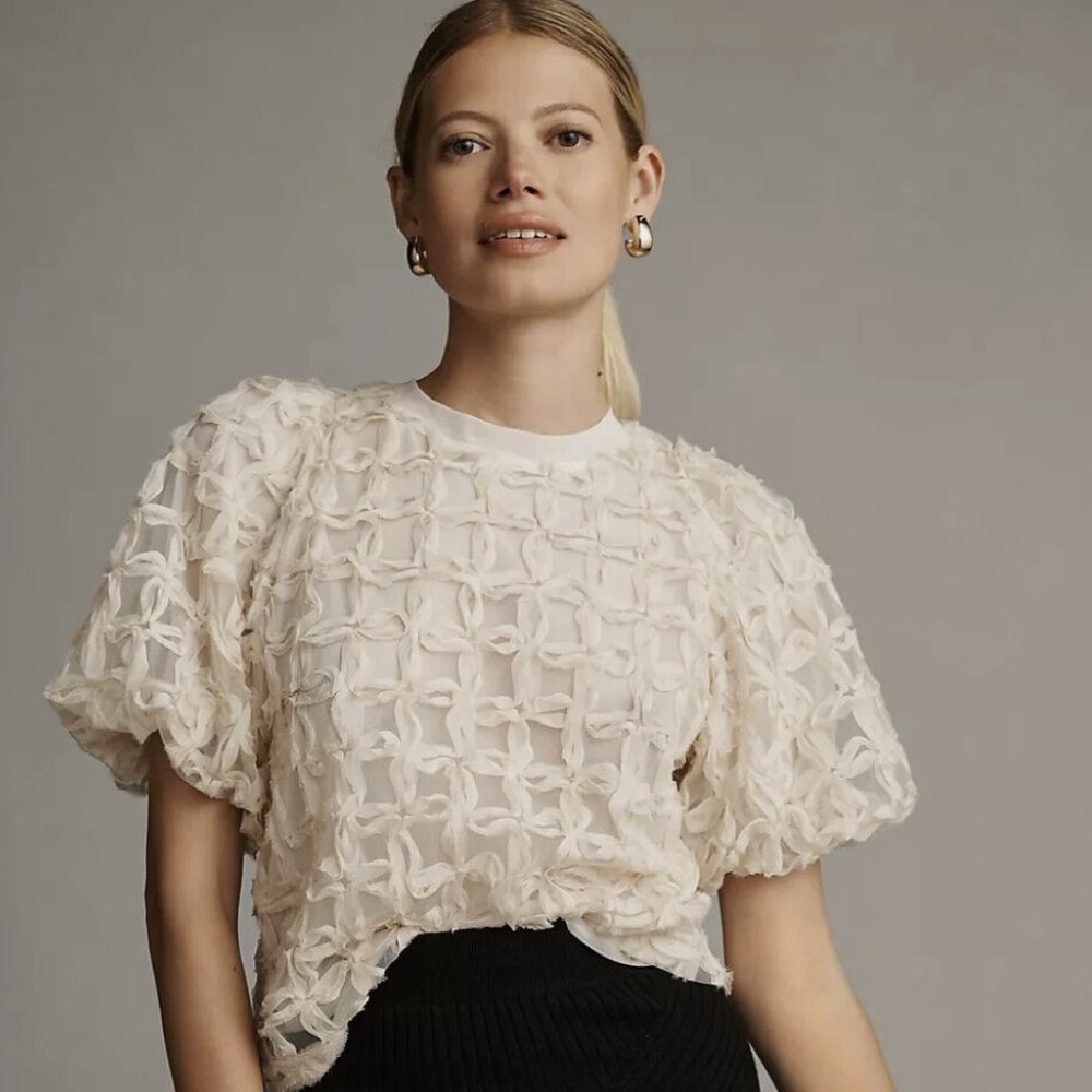 Anthropologie Karla Textured Creme Blouse NWT